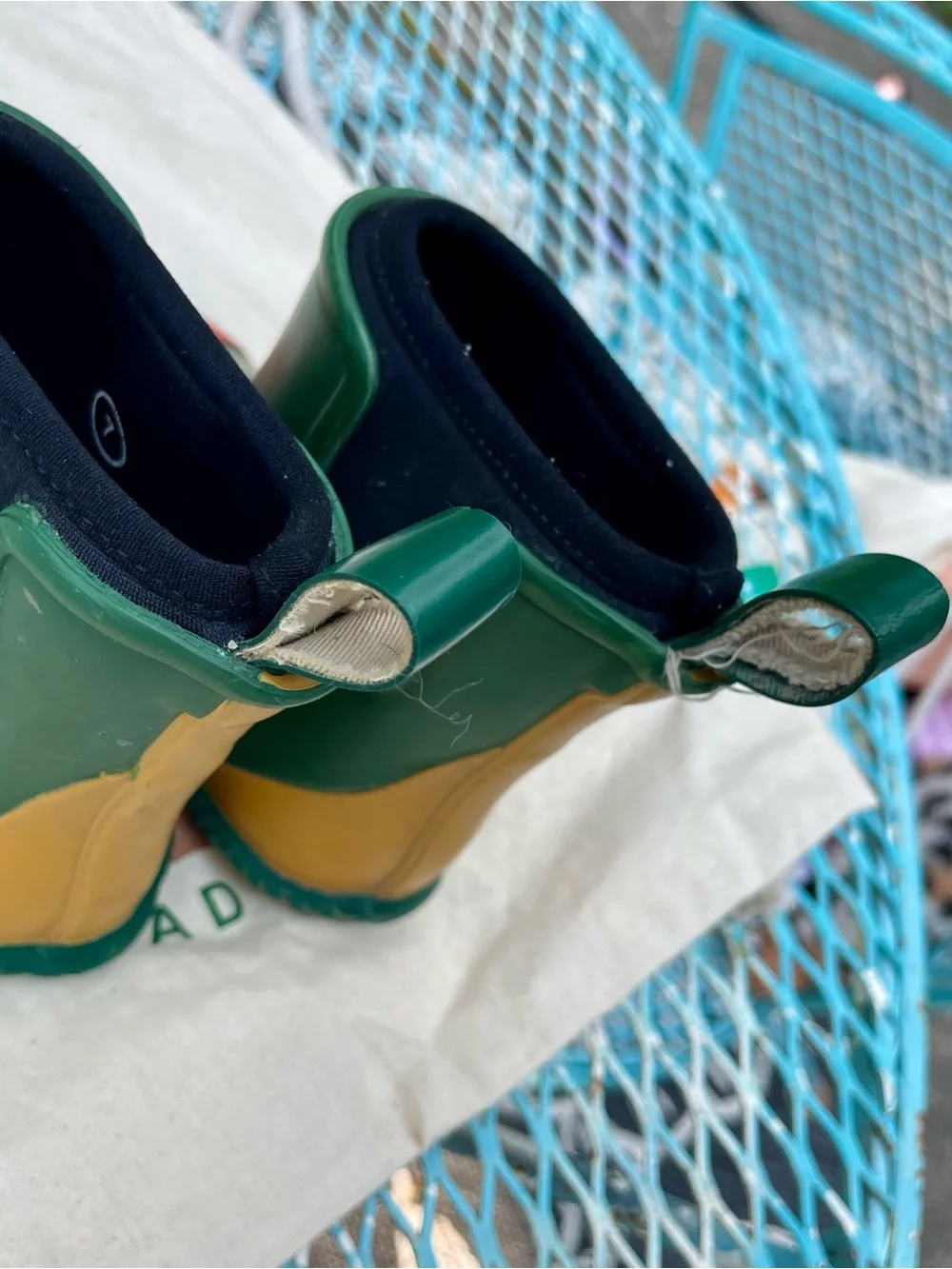 Colour Block Ankle Natural Rubber Rain Boots